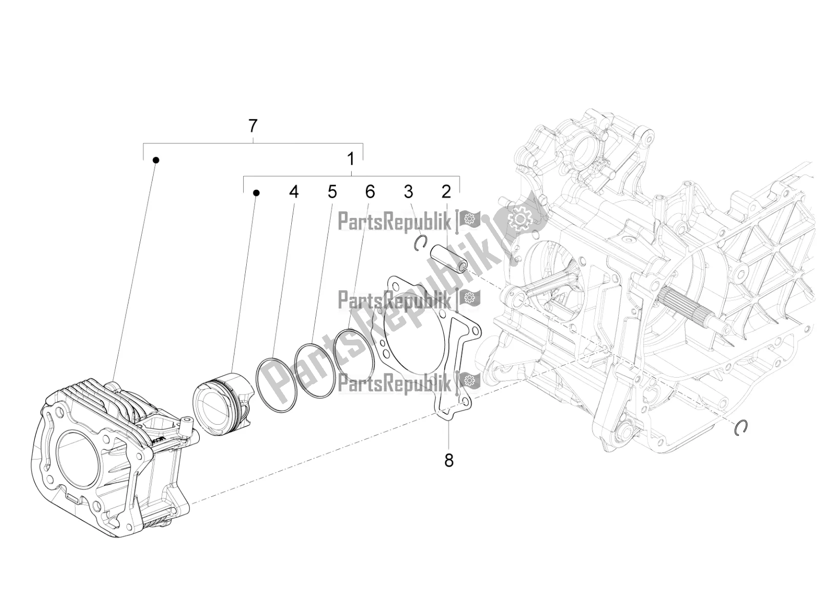 Toutes les pièces pour le Unité Cylindre-piston-axe De Poignet du Piaggio Liberty 50 Iget 4T 3V Posta 2019