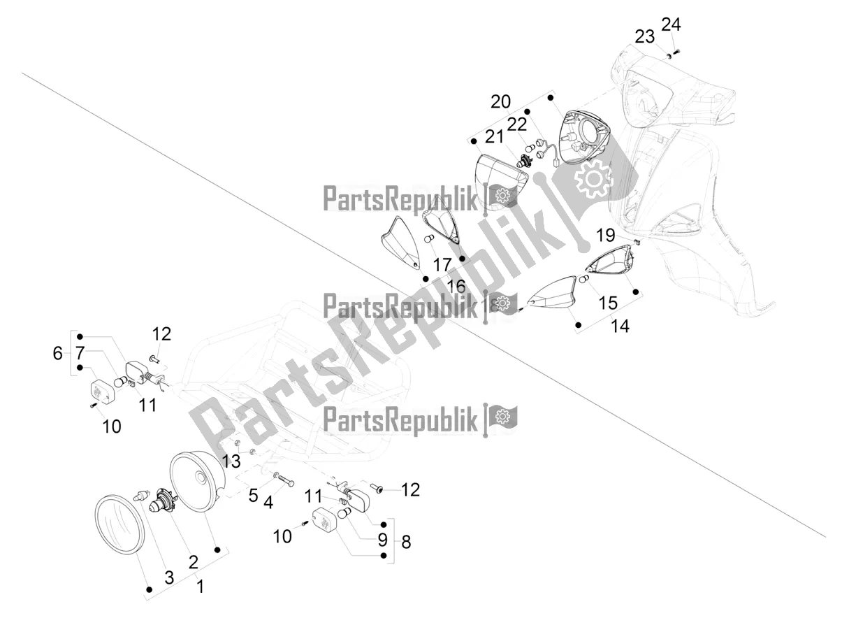 Todas las partes para Faros Delanteros - Luces Intermitentes de Piaggio Liberty 50 Iget 4T 3V Posta 2019
