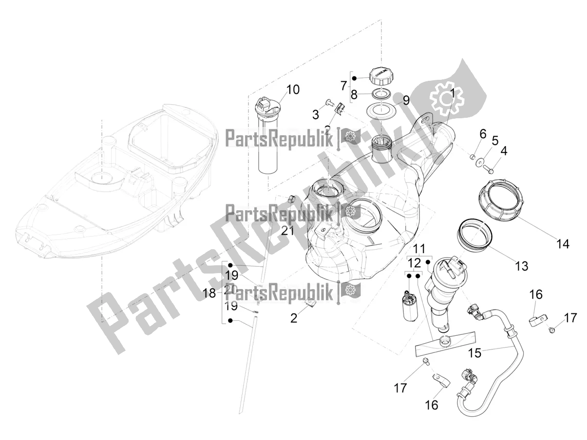 Todas las partes para Depósito De Combustible de Piaggio Liberty 50 Iget 4T 3V Posta 2019