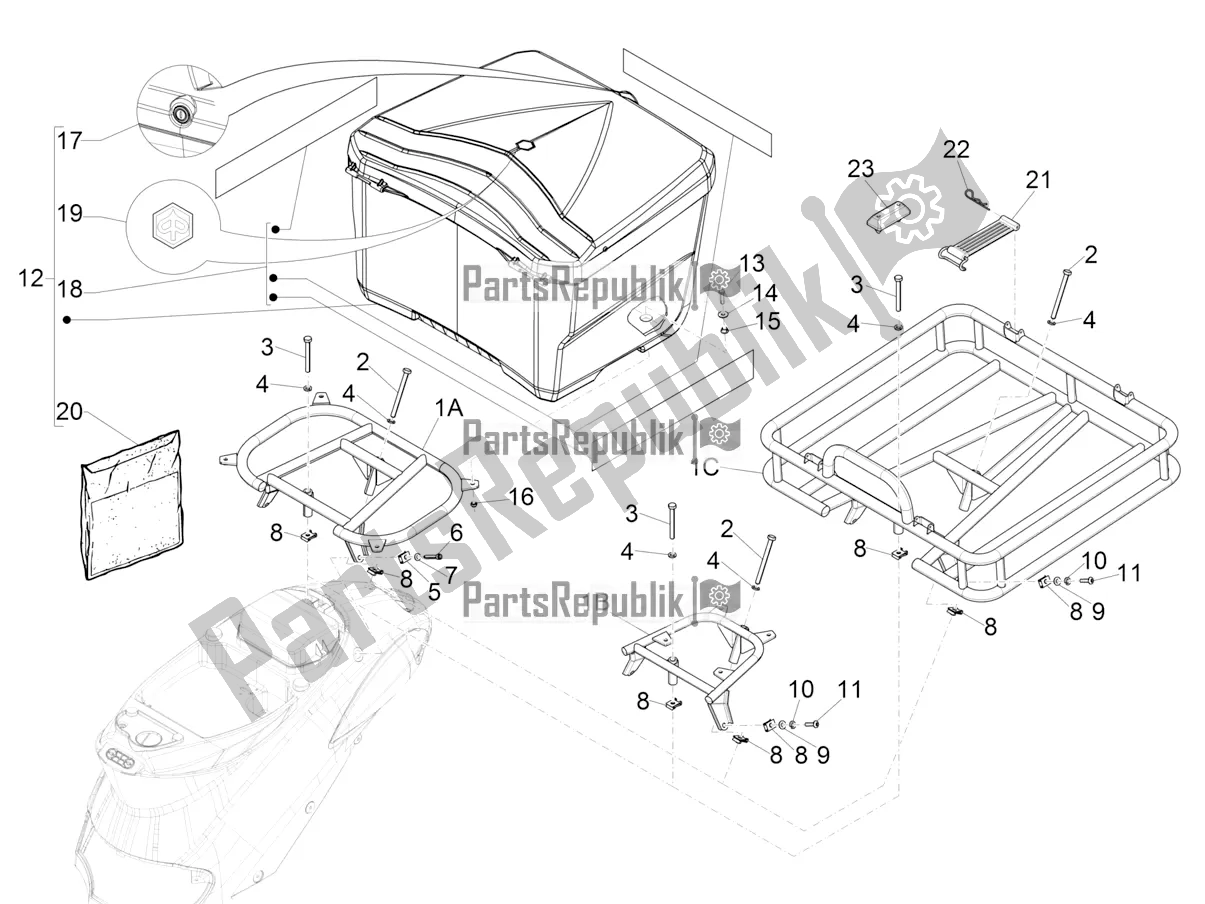 Todas las partes para Portaequipajes Trasero de Piaggio Liberty 50 Iget 4T 3V Posta 2019
