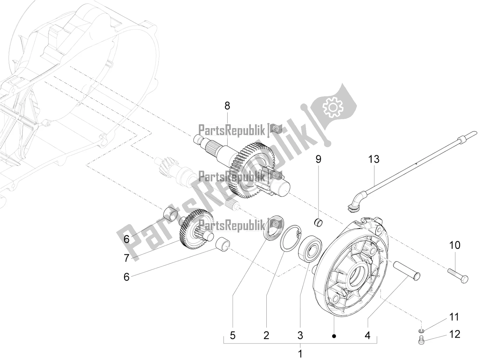 Toutes les pièces pour le Unité De Réduction du Piaggio Liberty 50 Iget 4T 3V Posta 2019