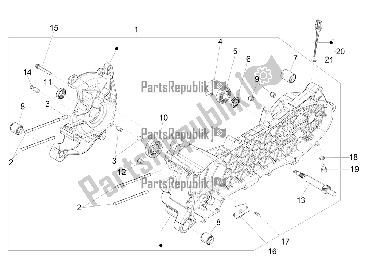 Tutte le parti per il Carter del Piaggio Liberty 50 Iget 4T 3V RP8 CA 11 2017
