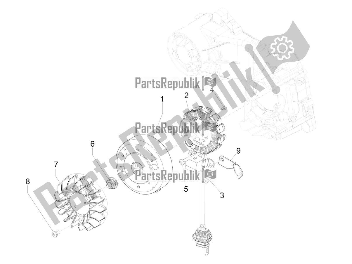 Tutte le parti per il Volano Magneto del Piaggio Liberty 50 Iget 4T 3V RP8 CA 11 2017