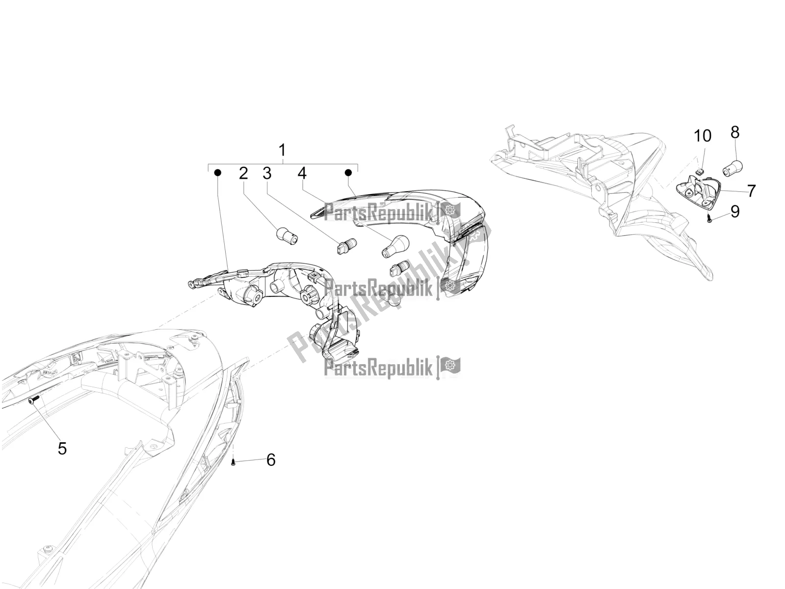 Todas las partes para Faros Traseros - Luces Intermitentes de Piaggio Liberty 50 Iget 4T 3V RP8 CA 11 2017