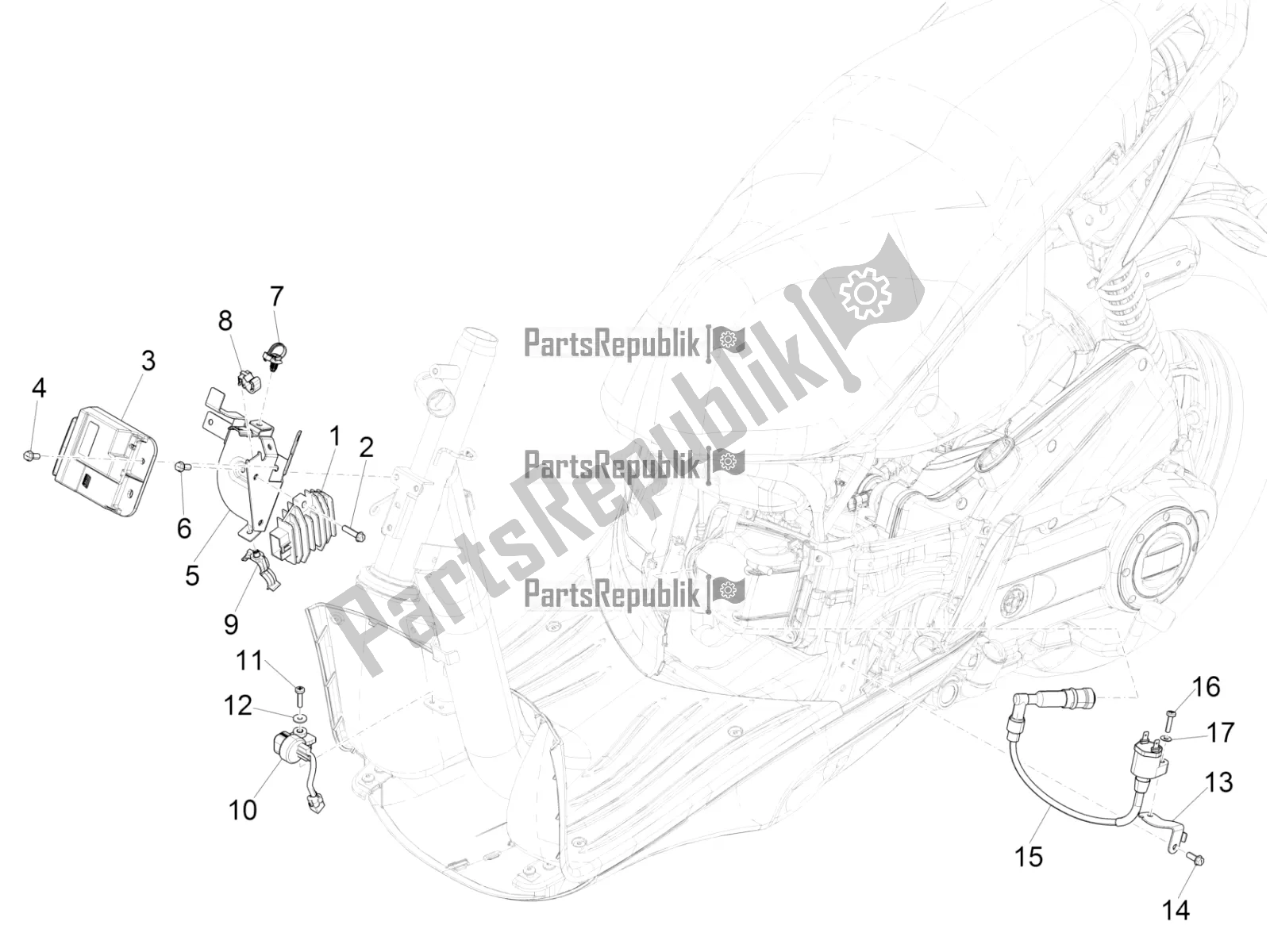 Todas as partes de Reguladores De Tensão - Unidades De Controle Eletrônico (ecu) - H. T. Bobina do Piaggio Liberty 50 Iget 4T 3V RP8 CA 11 2017