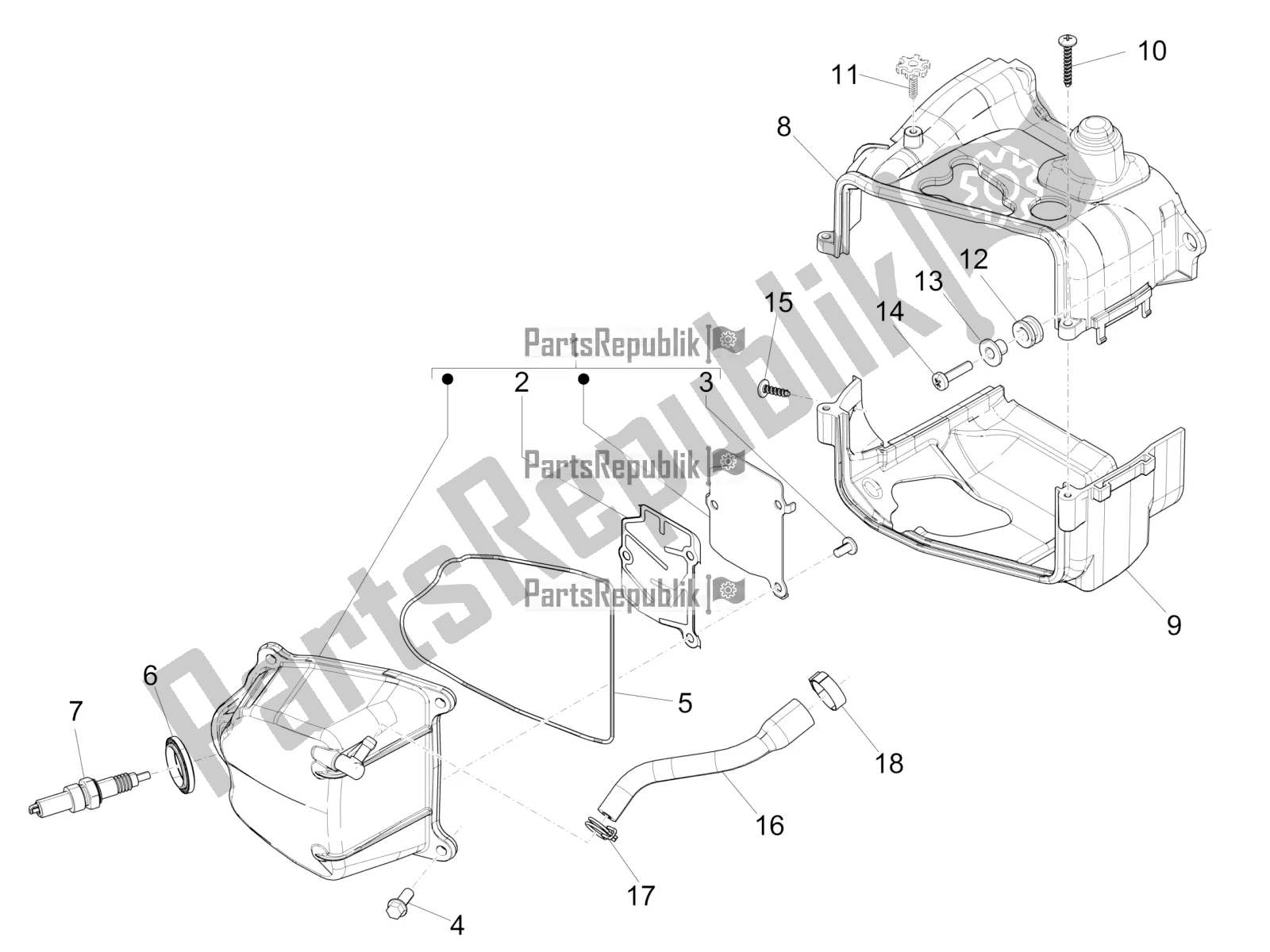 Todas las partes para Cubierta De Tapa De Cilindro de Piaggio Liberty 50 Iget 4T 3V RP8 CA 11 2018