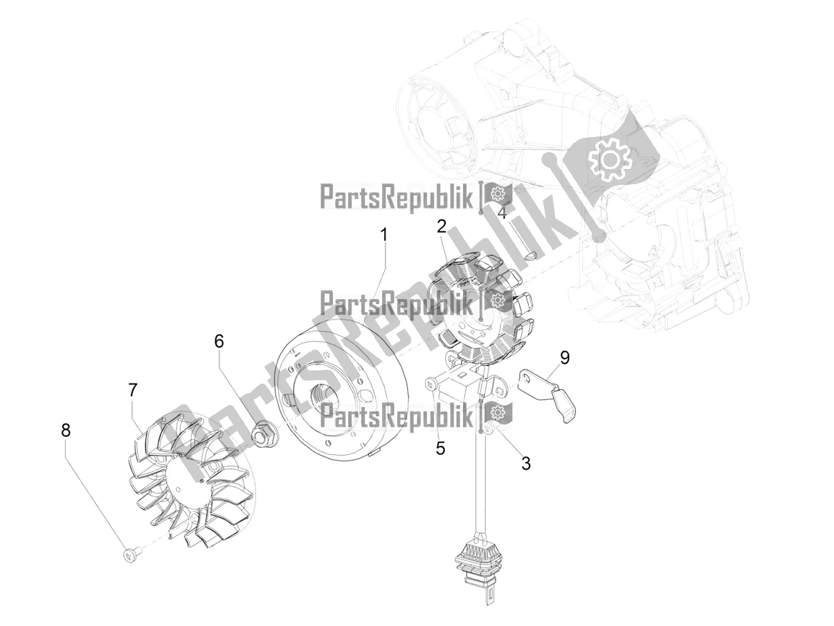 All parts for the Flywheel Magneto of the Piaggio Liberty 50 Iget 4T 3V RP8 CA 11 2018