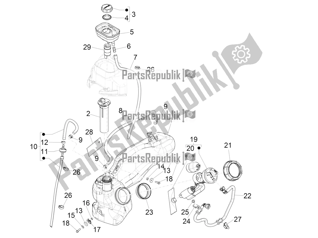 All parts for the Fuel Tank of the Piaggio Liberty 50 Iget 4T 3V RP8 CA 11 2018