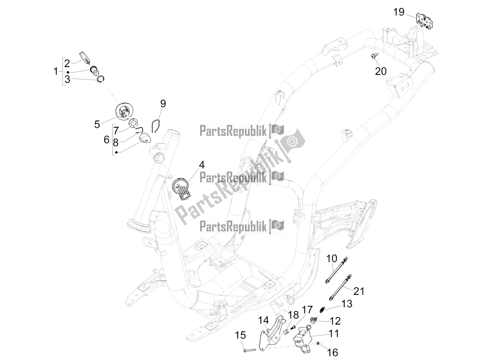 Toutes les pièces pour le Serrures du Piaggio Liberty 50 Iget 4T 3V RP8 CA 11 2018