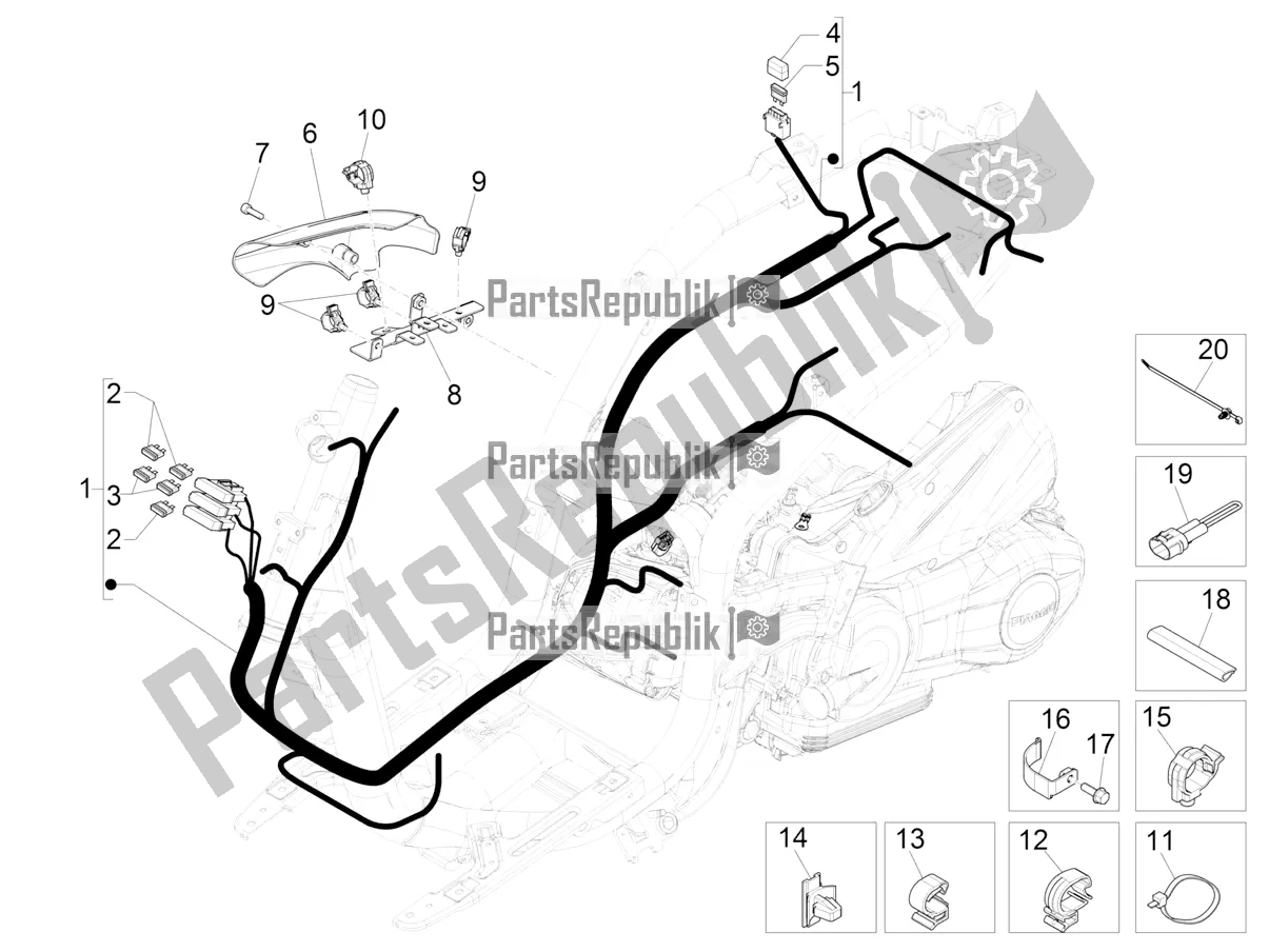 Toutes les pièces pour le Faisceau De Câbles Principal du Piaggio Liberty 50 Iget 4T 3V RP8 CA 11 2018