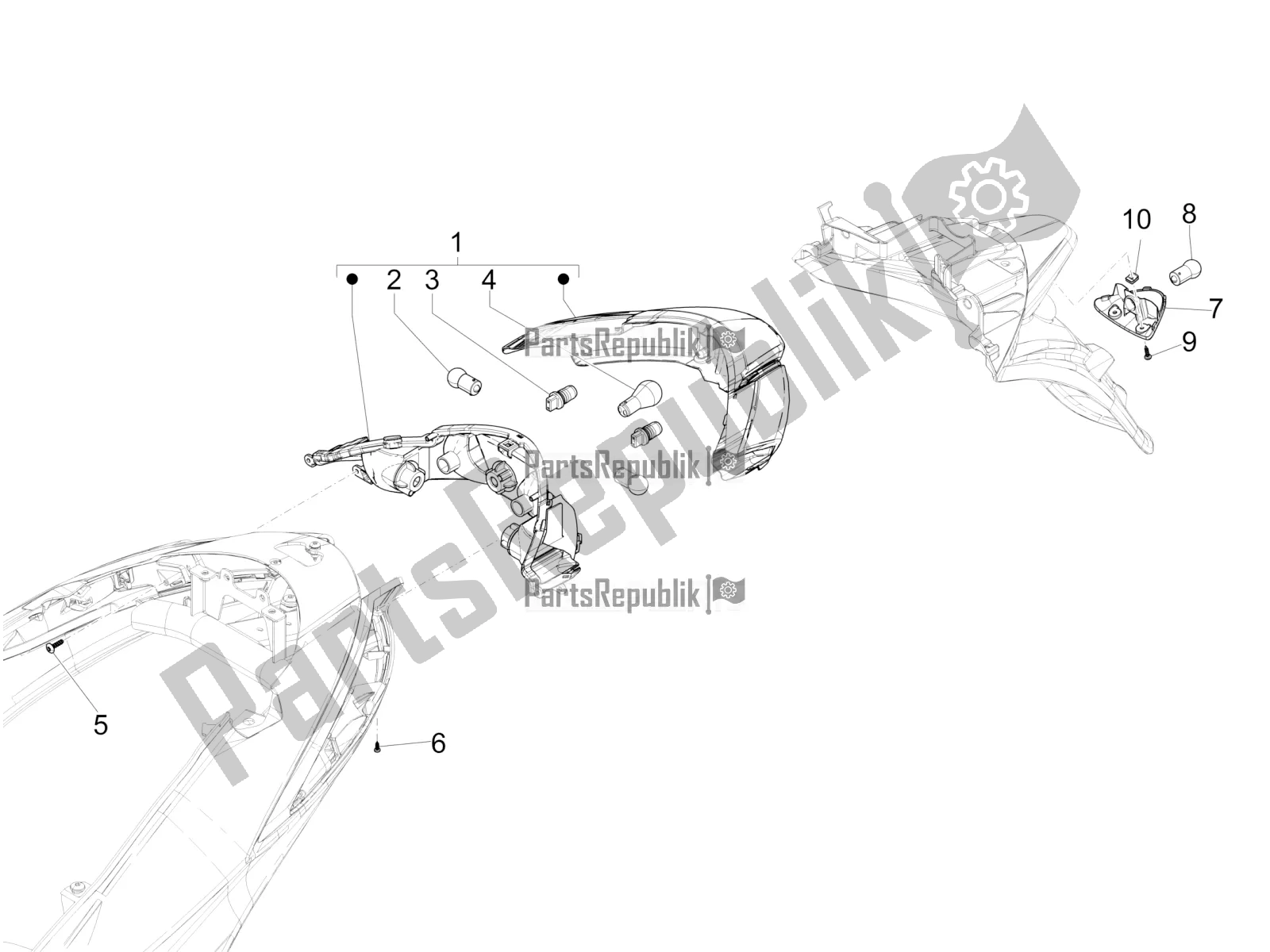 Tutte le parti per il Fanali Posteriori - Indicatori Di Direzione del Piaggio Liberty 50 Iget 4T 3V RP8 CA 11 2018