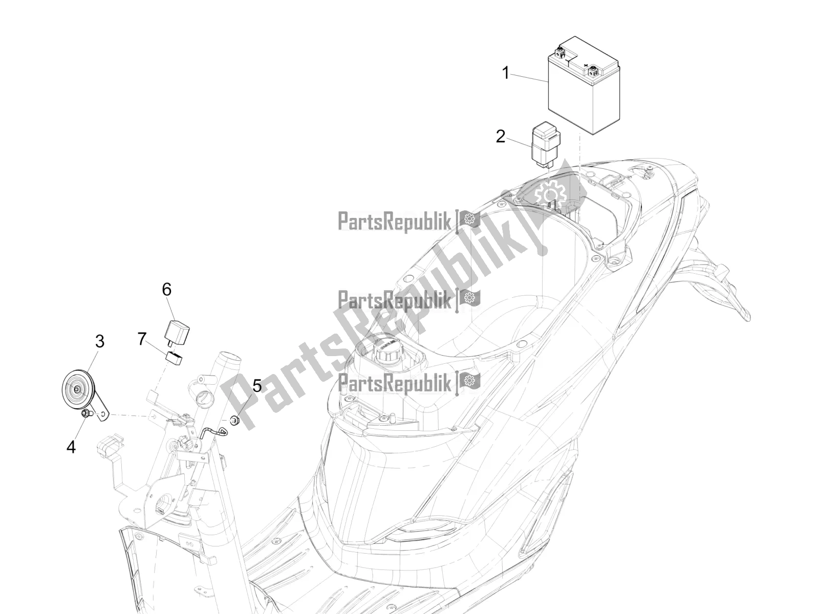 Tutte le parti per il Interruttori Del Telecomando - Batteria - Avvisatore Acustico del Piaggio Liberty 50 Iget 4T 3V RP8 CA 11 2018