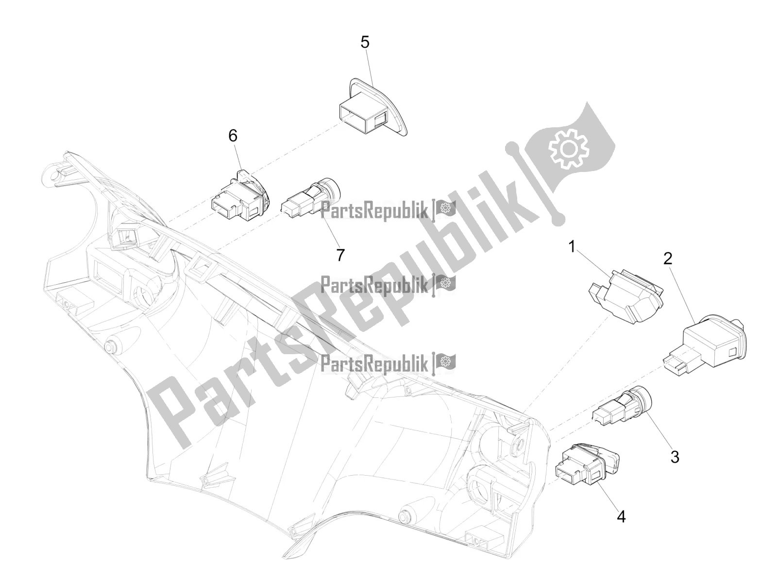 Todas as partes de Seletores - Interruptores - Botões do Piaggio Liberty 50 Iget 4T 3V RP8 CA 11 2018