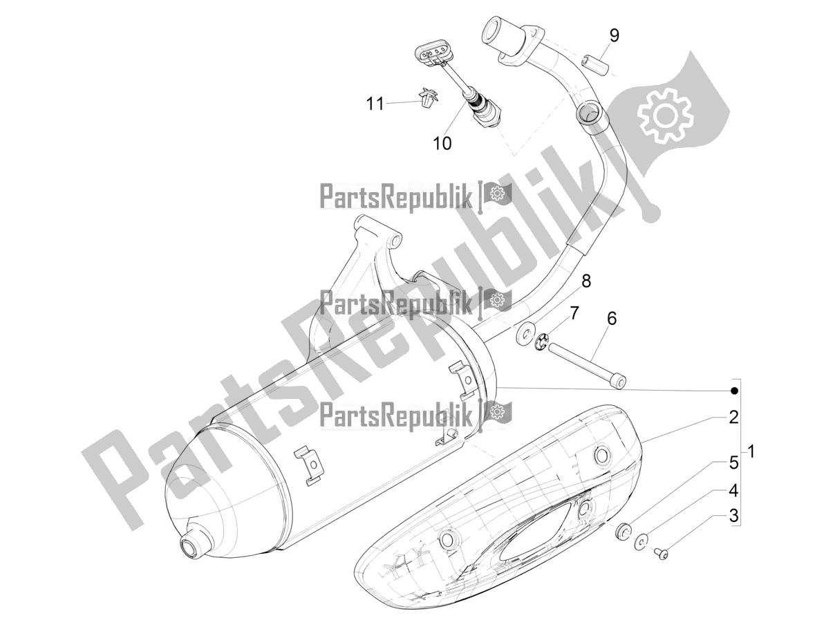 Toutes les pièces pour le Silencieux du Piaggio Liberty 50 Iget 4T 3V RP8 CA 11 2018