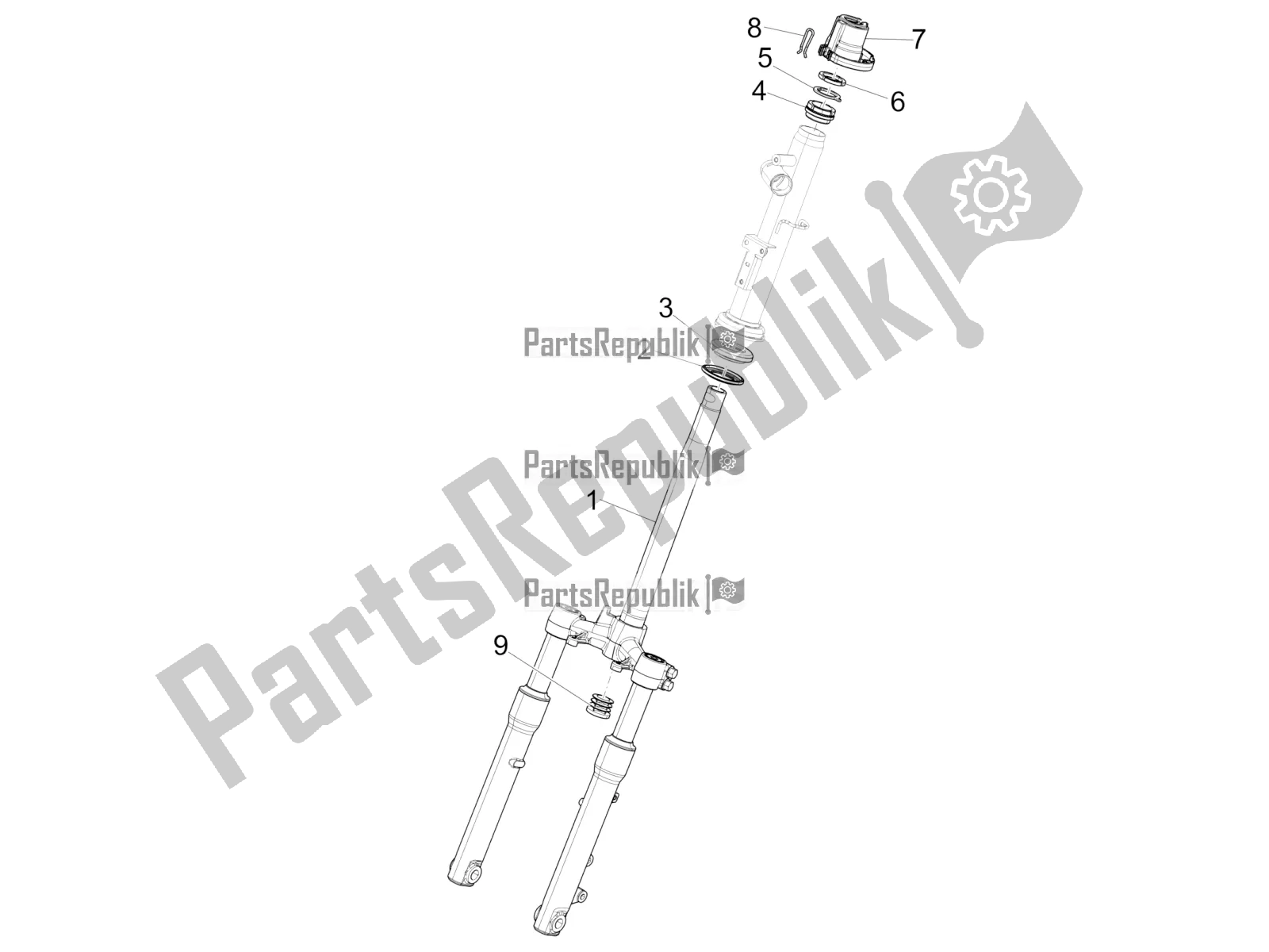 Todas las partes para Horquilla / Tubo De Dirección - Unidad De Rodamiento De Dirección de Piaggio Liberty 50 Iget 4T 3V RP8 CA 11 2019