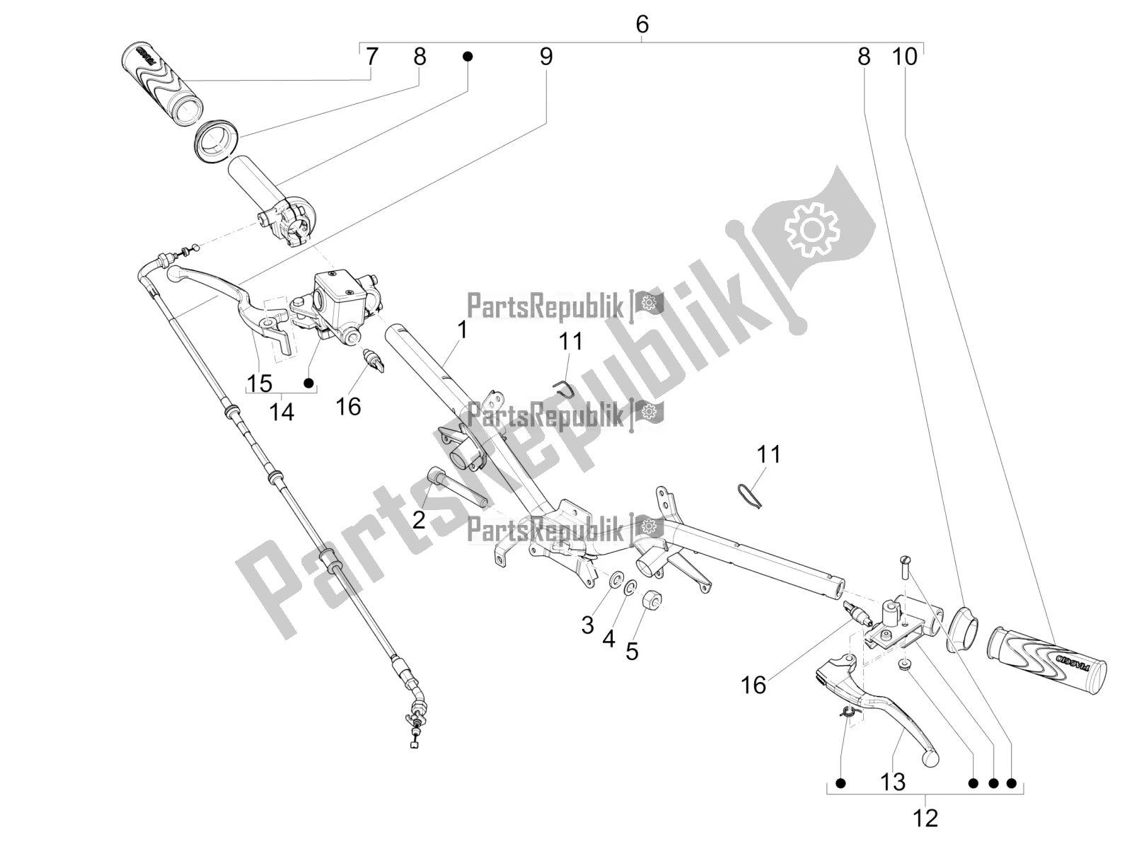 Toutes les pièces pour le Guidon - Master Cil. Du Piaggio Liberty 50 Iget 4T 3V RP8 CA 11 2019