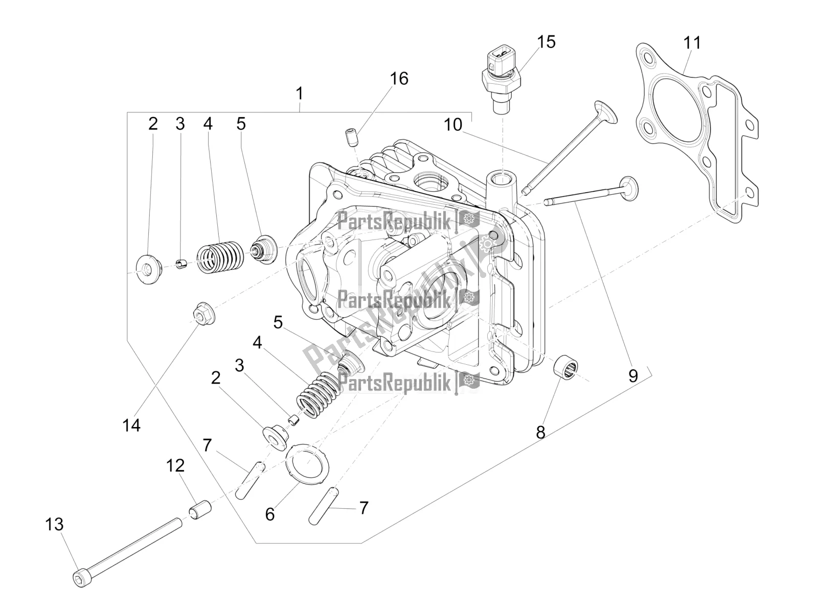 Alle onderdelen voor de Head Unit - Klep van de Piaggio Liberty 50 Iget 4T 3V RP8 CA 11 2019