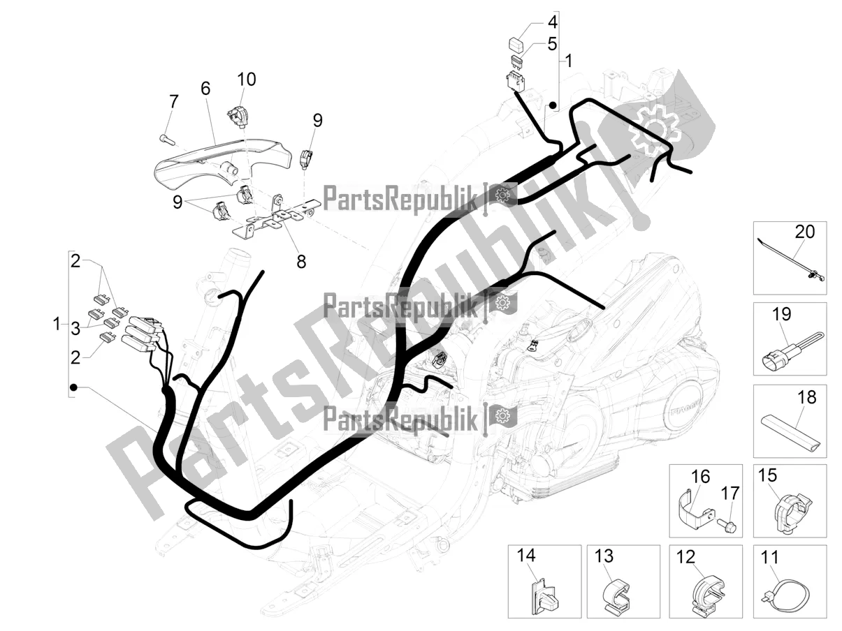 Toutes les pièces pour le Faisceau De Câbles Principal du Piaggio Liberty 50 Iget 4T 3V RP8 CA 11 2019