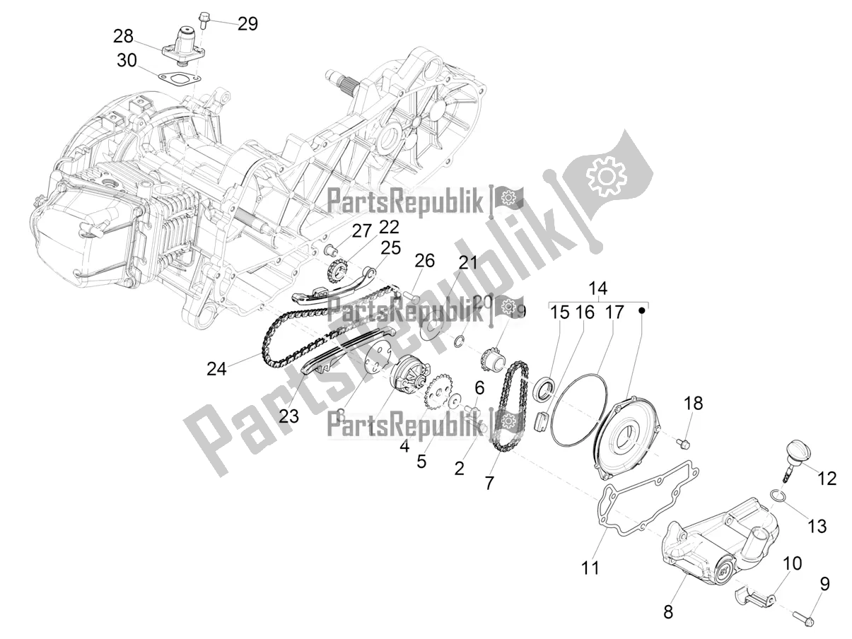 Todas las partes para Bomba De Aceite de Piaggio Liberty 50 Iget 4T 3V RP8 CA 11 2019