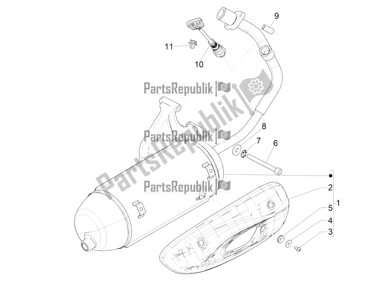 Toutes les pièces pour le Silencieux du Piaggio Liberty 50 Iget 4T 3V RP8 CA 11 2019