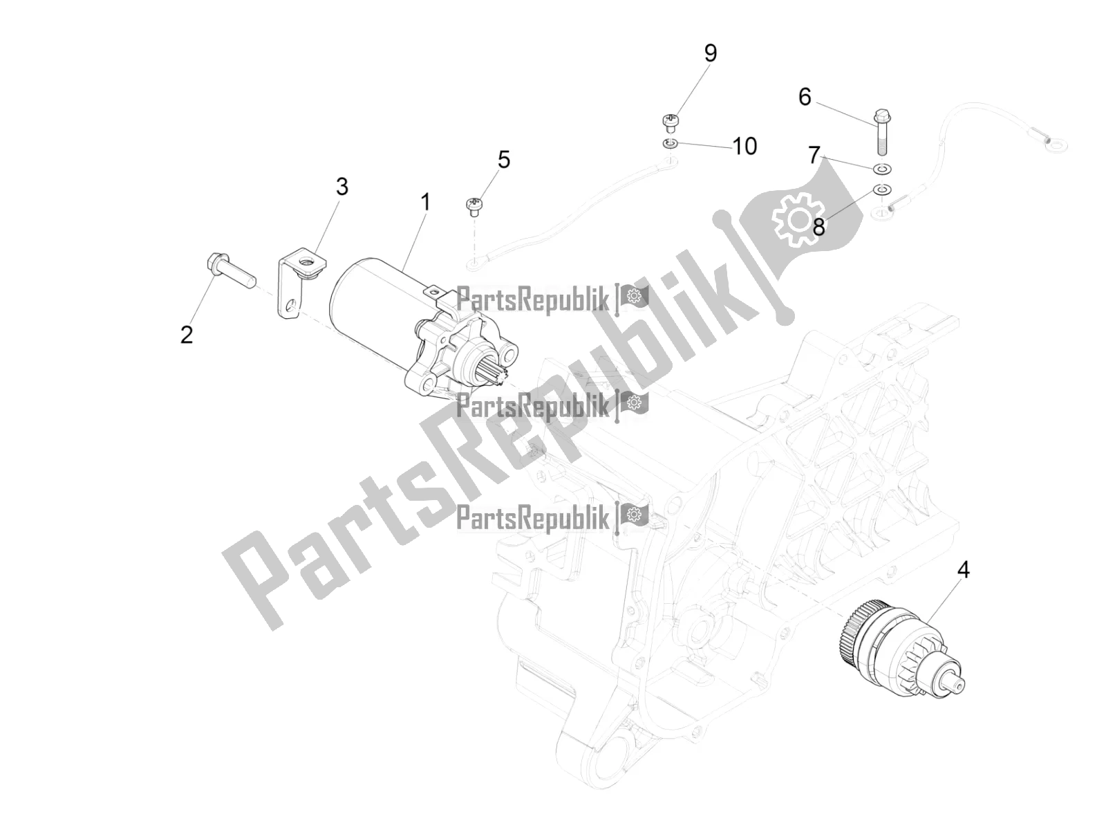 Toutes les pièces pour le Stater - Démarreur électrique du Piaggio Liberty 50 Iget 4T 3V RP8 CA 11 2019