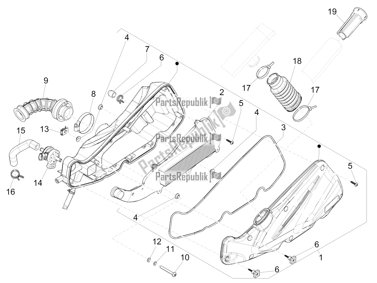 Todas las partes para Filtro De Aire de Piaggio Liberty 50 Iget 4T 3V Zapc 546 2017