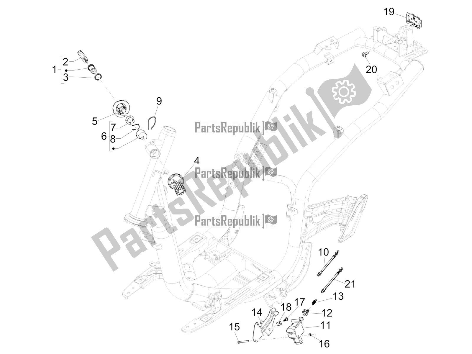 Wszystkie części do Zamki Piaggio Liberty 50 Iget 4T 3V Zapc 546 2017