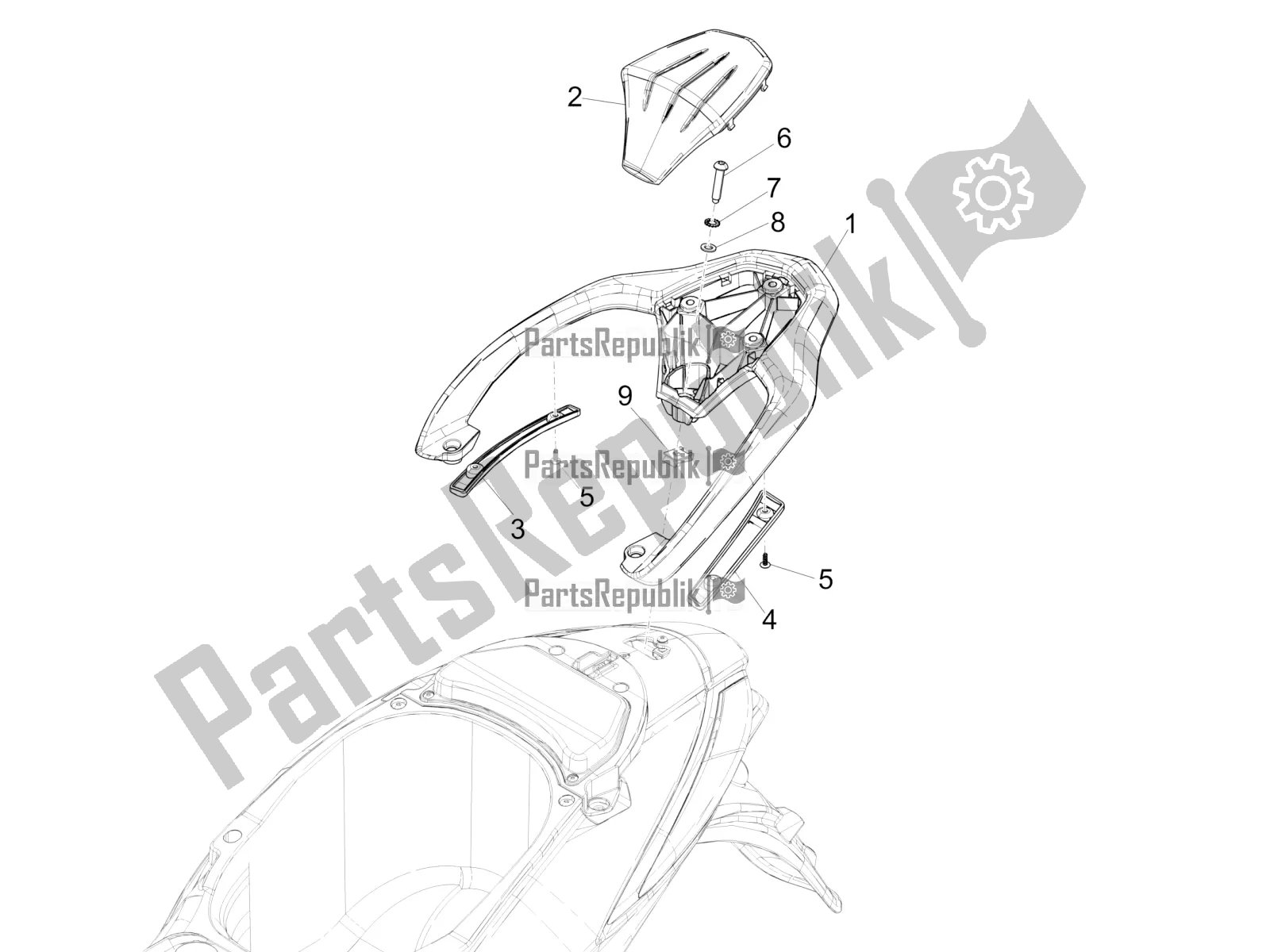 Toutes les pièces pour le Porte-bagages Arrière du Piaggio Liberty 50 Iget 4T 3V Zapc 546 2017