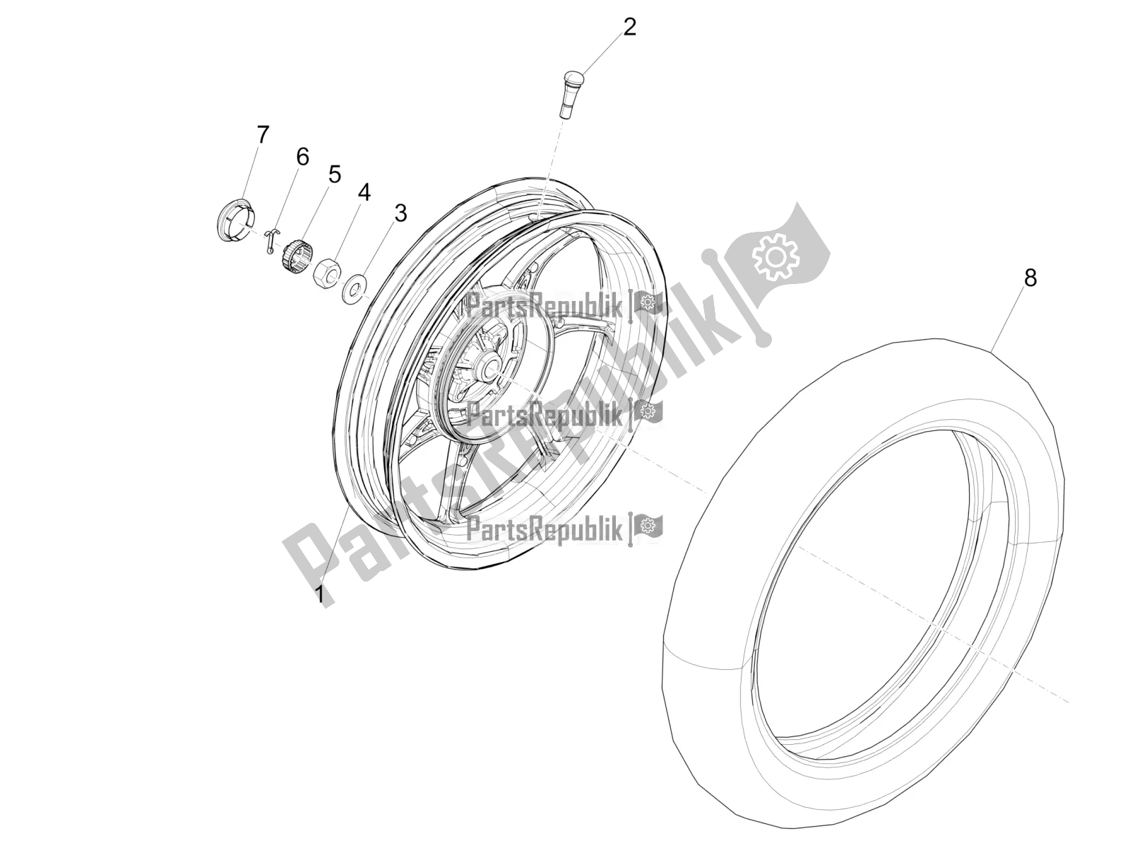 Toutes les pièces pour le Roue Arrière du Piaggio Liberty 50 Iget 4T 3V Zapc 546 2017