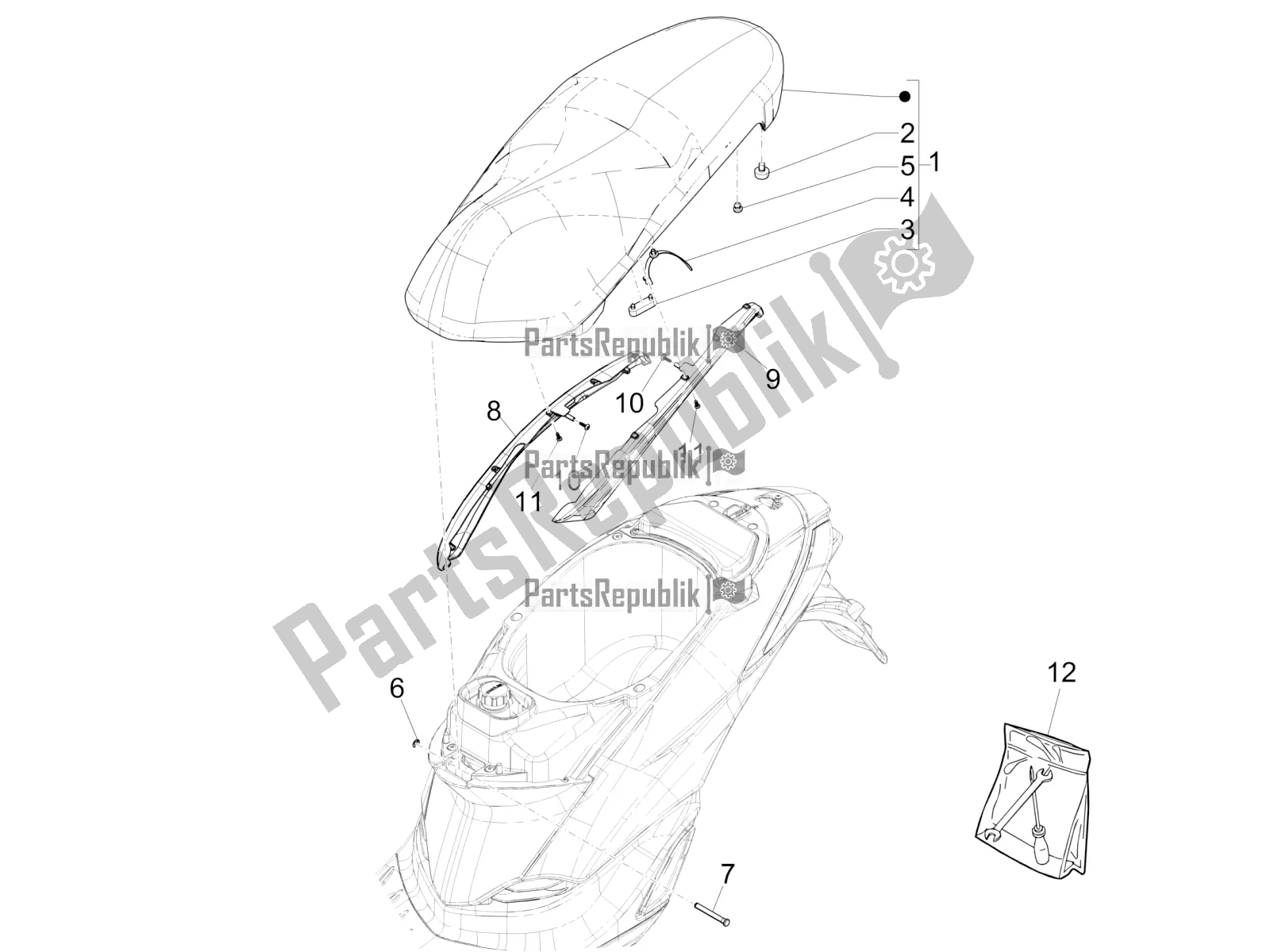 Toutes les pièces pour le Selle / Sièges du Piaggio Liberty 50 Iget 4T 3V Zapc 546 2017