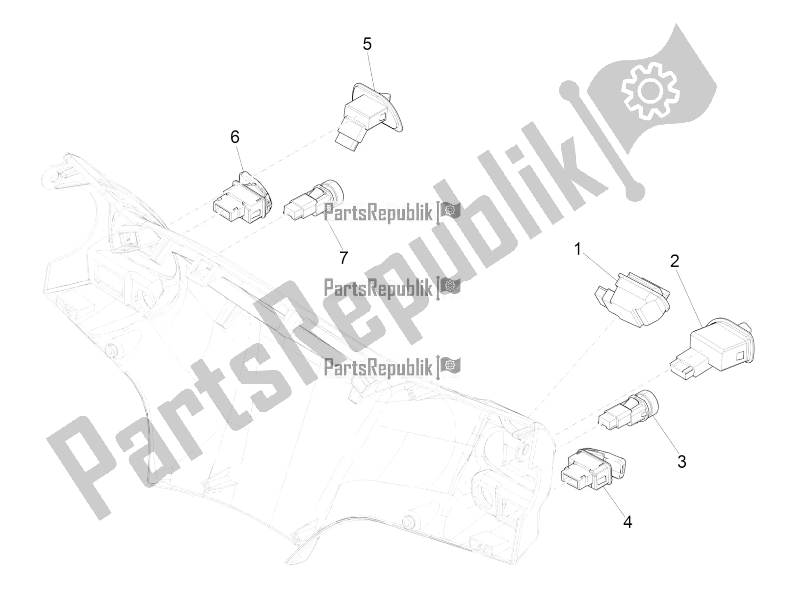 Toutes les pièces pour le Sélecteurs - Interrupteurs - Boutons du Piaggio Liberty 50 Iget 4T 3V Zapc 546 2017