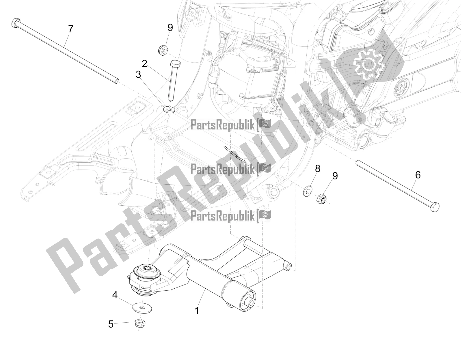 Alle onderdelen voor de Zwaaiende Arm van de Piaggio Liberty 50 Iget 4T 3V Zapc 546 2017