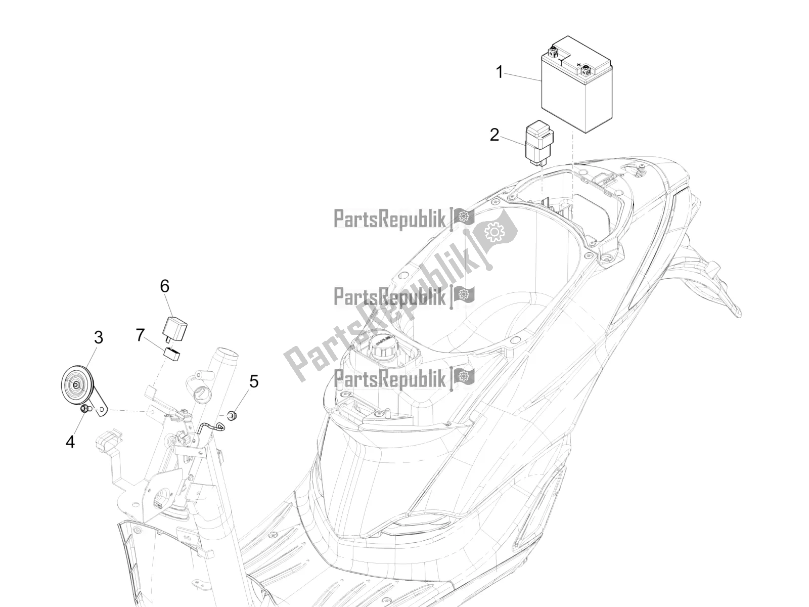 Tutte le parti per il Interruttori Del Telecomando - Batteria - Avvisatore Acustico del Piaggio Liberty 50 Iget 4T 3V Zapc 546 2018