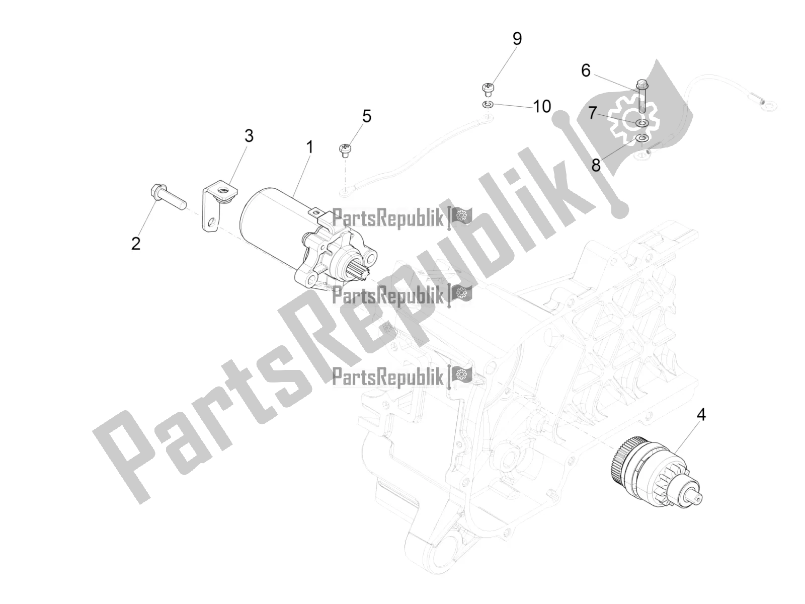 Todas as partes de Stater - Partida Elétrica do Piaggio Liberty 50 Iget 4T 3V Zapc 546 2018