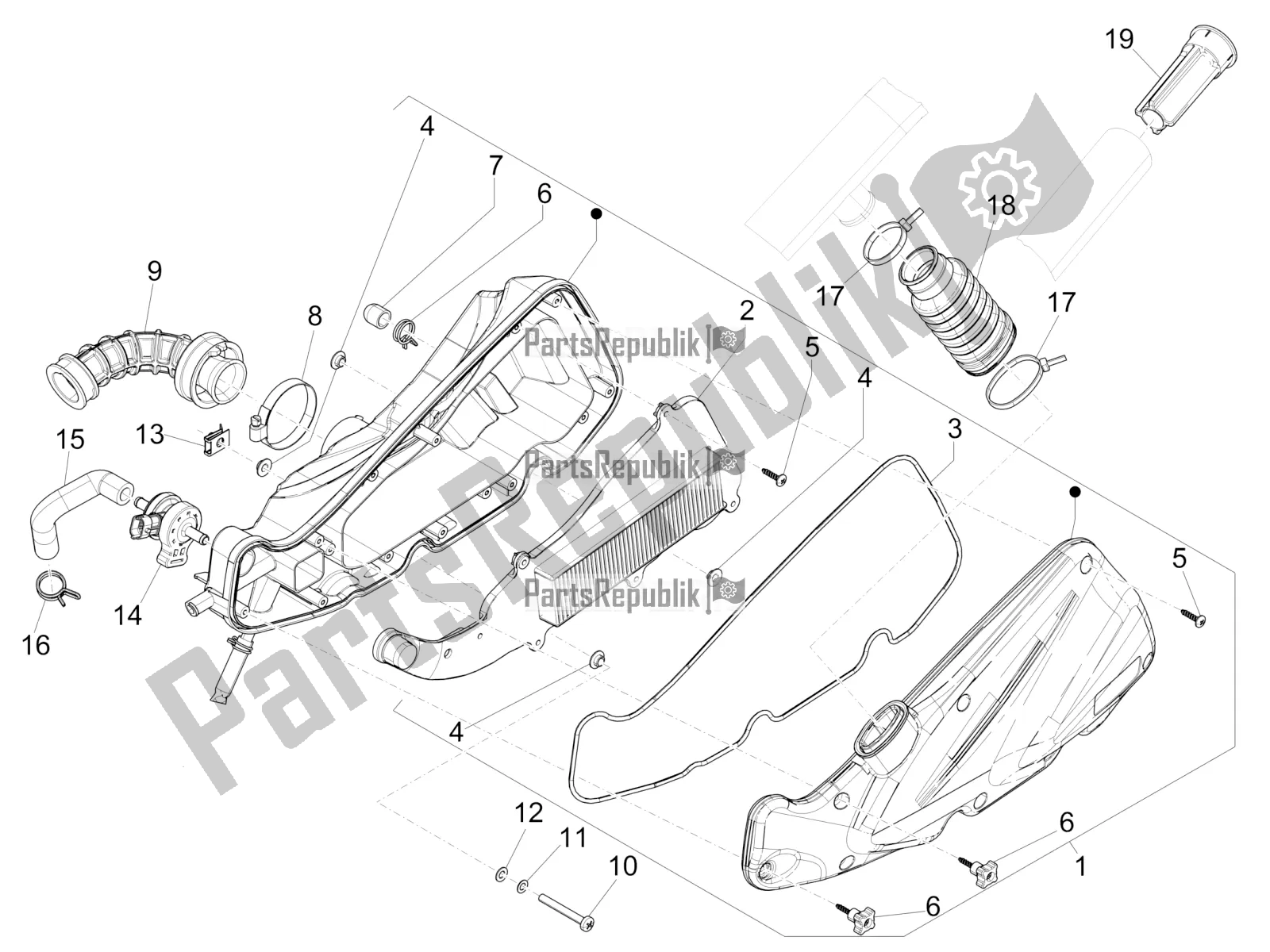 Todas las partes para Filtro De Aire de Piaggio Liberty 50 Iget 4T 3V Zapc 546 2019