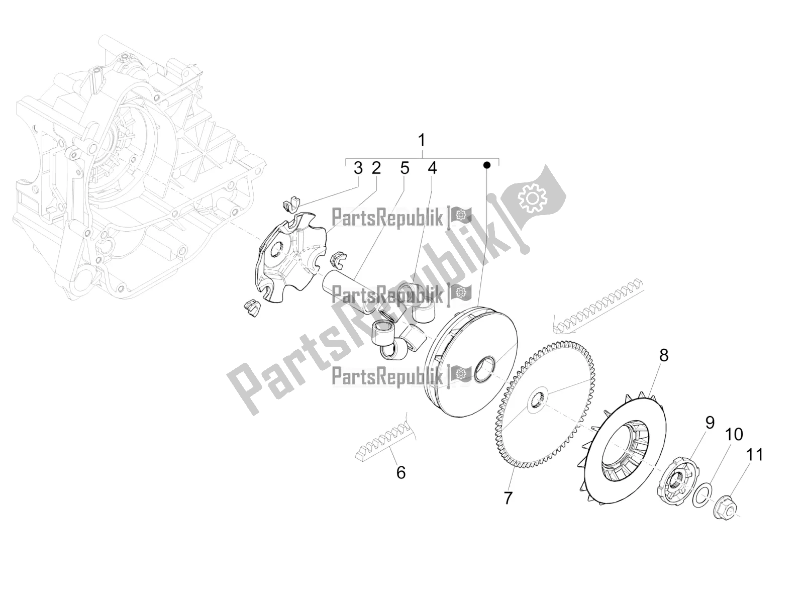 Toutes les pièces pour le Poulie Motrice du Piaggio Liberty 50 Iget 4T 3V Zapc 546 2019