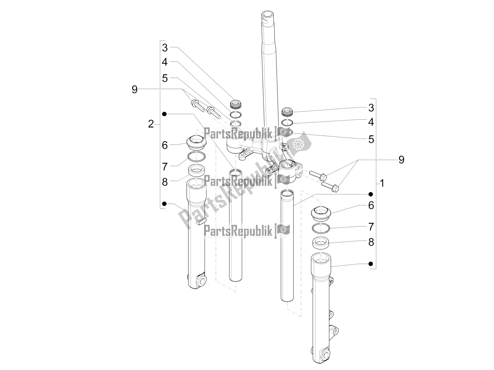 Toutes les pièces pour le Composants De La Fourche (wuxi Top) du Piaggio Liberty 50 Iget 4T 3V Zapc 546 2019