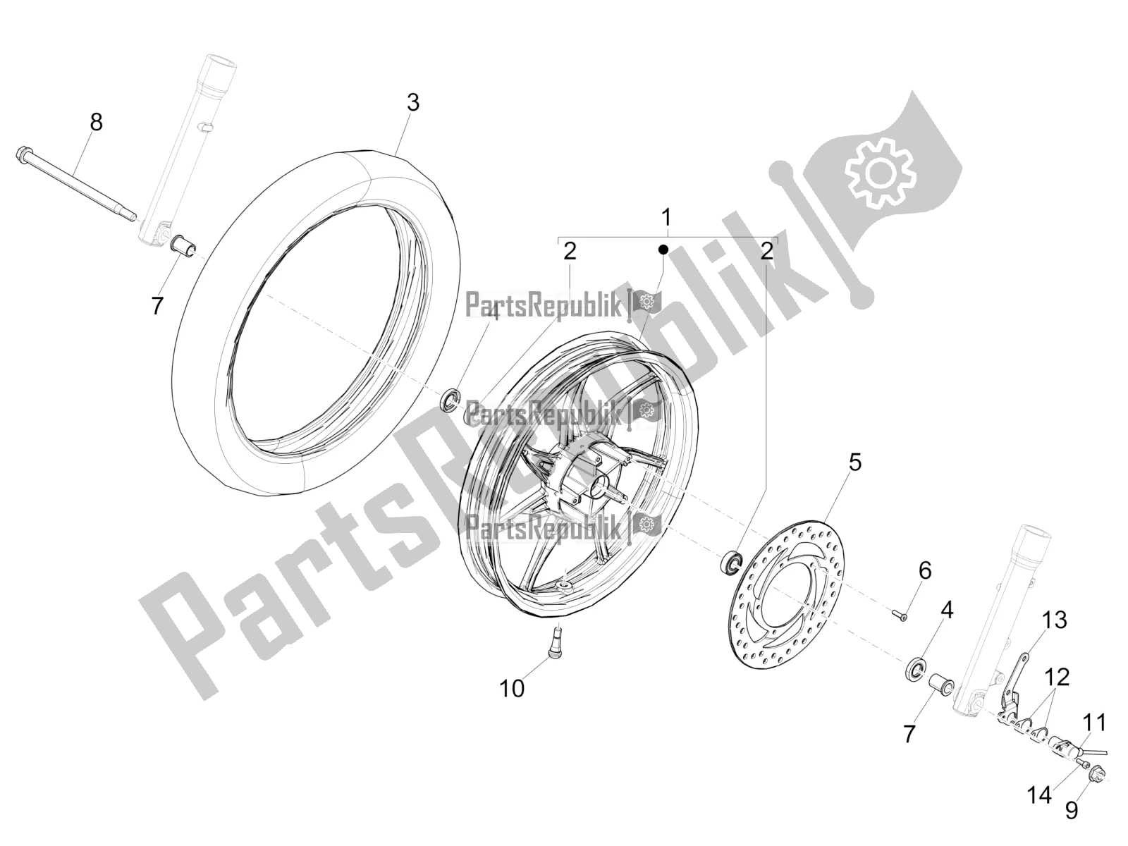 All parts for the Front Wheel of the Piaggio Liberty 50 Iget 4T 3V Zapc 546 2019
