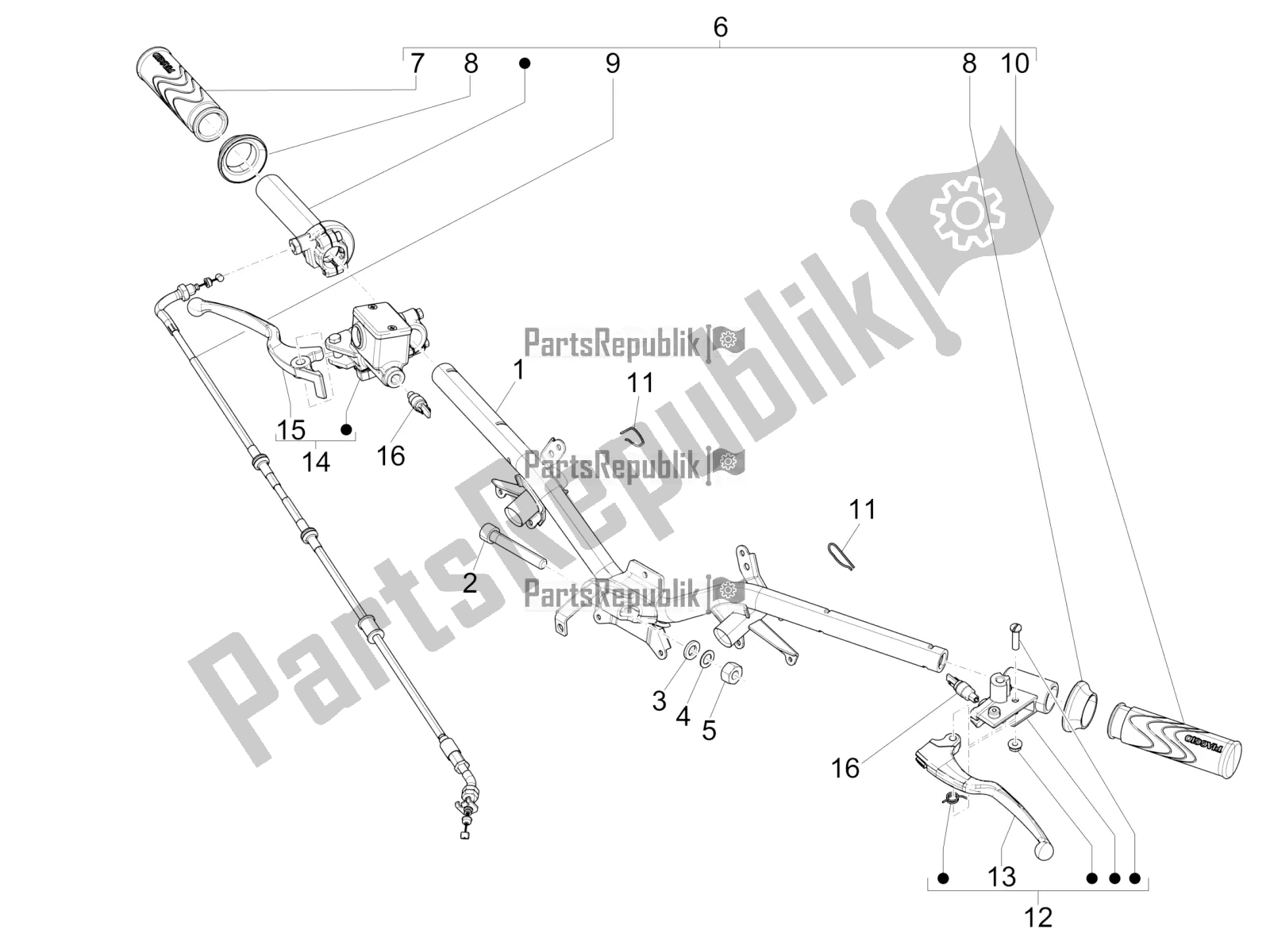 Tutte le parti per il Manubrio - Master Cil. Del Piaggio Liberty 50 Iget 4T 3V Zapc 546 2019