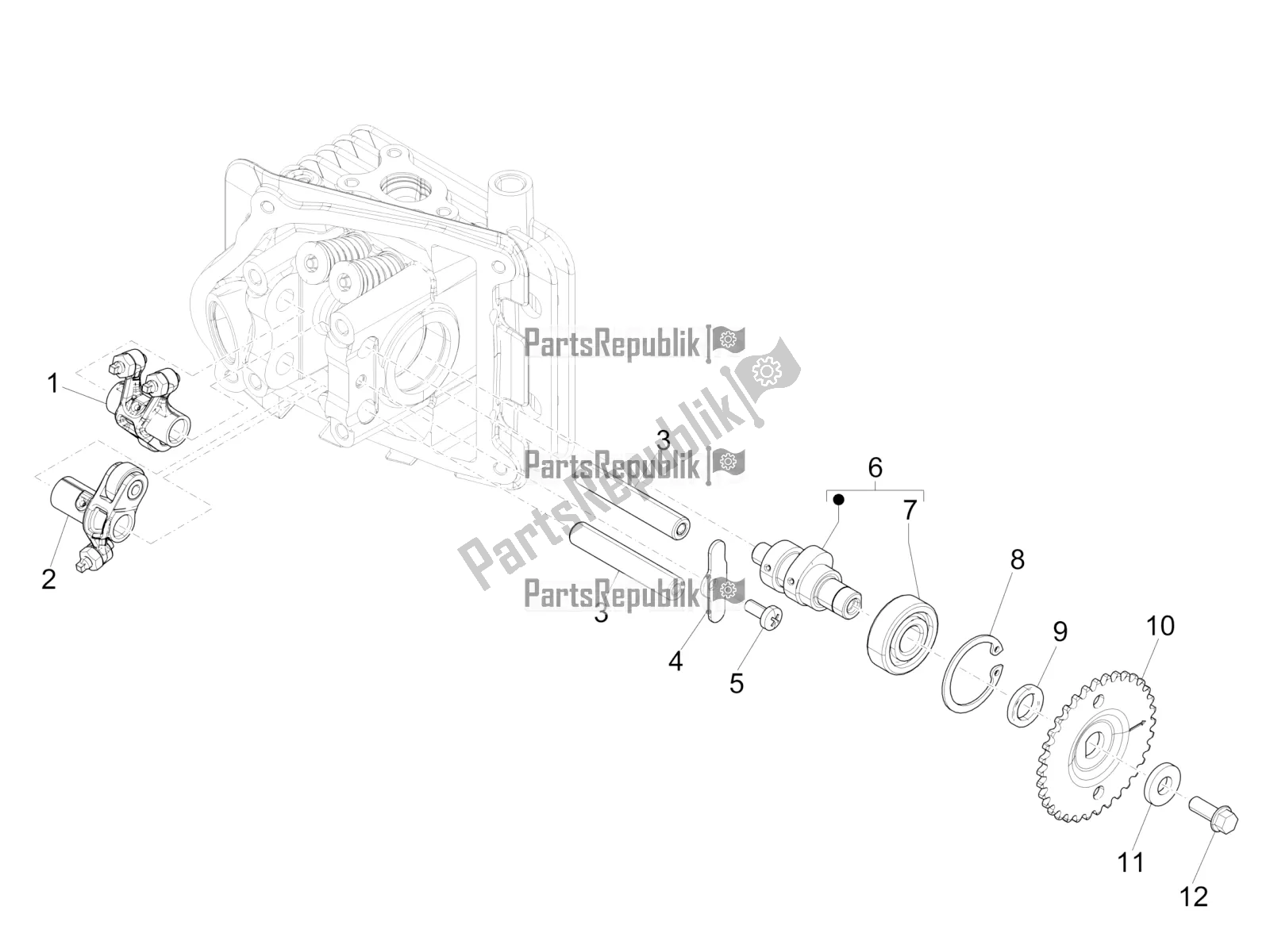 Toutes les pièces pour le Leviers à Bascule Support Unité du Piaggio Liberty 50 Iget 4T 3V Zapc 546 2019