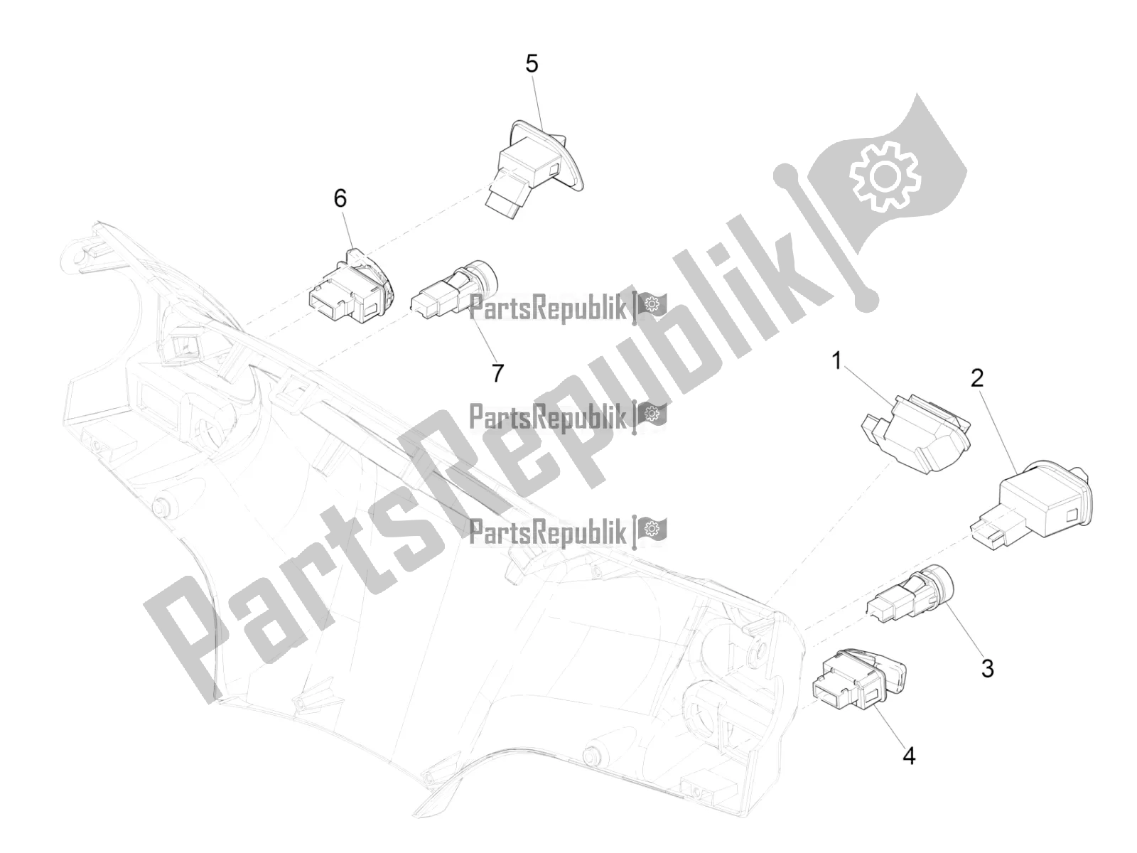 Toutes les pièces pour le Sélecteurs - Interrupteurs - Boutons du Piaggio Liberty 50 Iget 4T 3V Zapc 546 2019