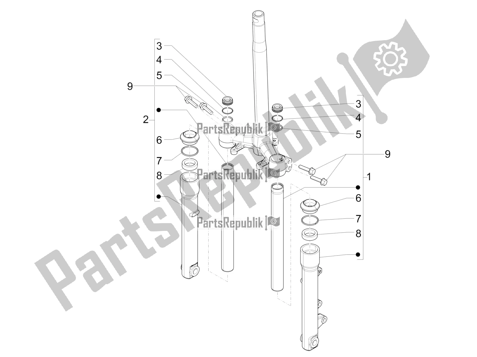 Toutes les pièces pour le Composants De La Fourche (wuxi Top) du Piaggio Liberty 50 Iget 4T 2020