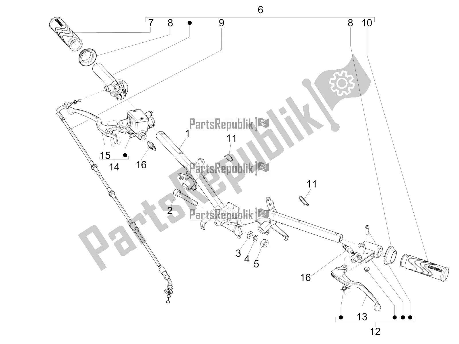 All parts for the Handlebars - Master Cil. Of the Piaggio Liberty 50 Iget 4T 2020