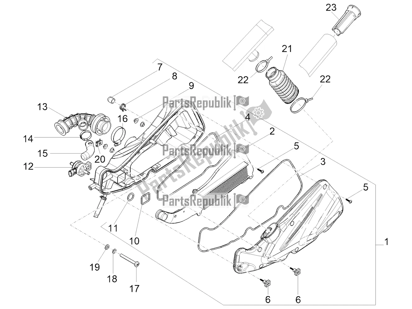 Wszystkie części do Filtr Powietrza Piaggio Liberty 50 Iget 4T 2021