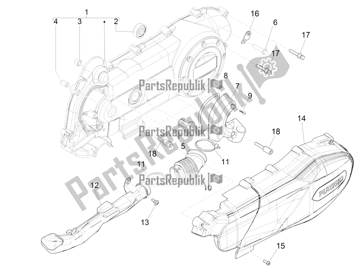 All parts for the Crankcase Cover - Crankcase Cooling of the Piaggio Liberty 50 Iget 4T 2021