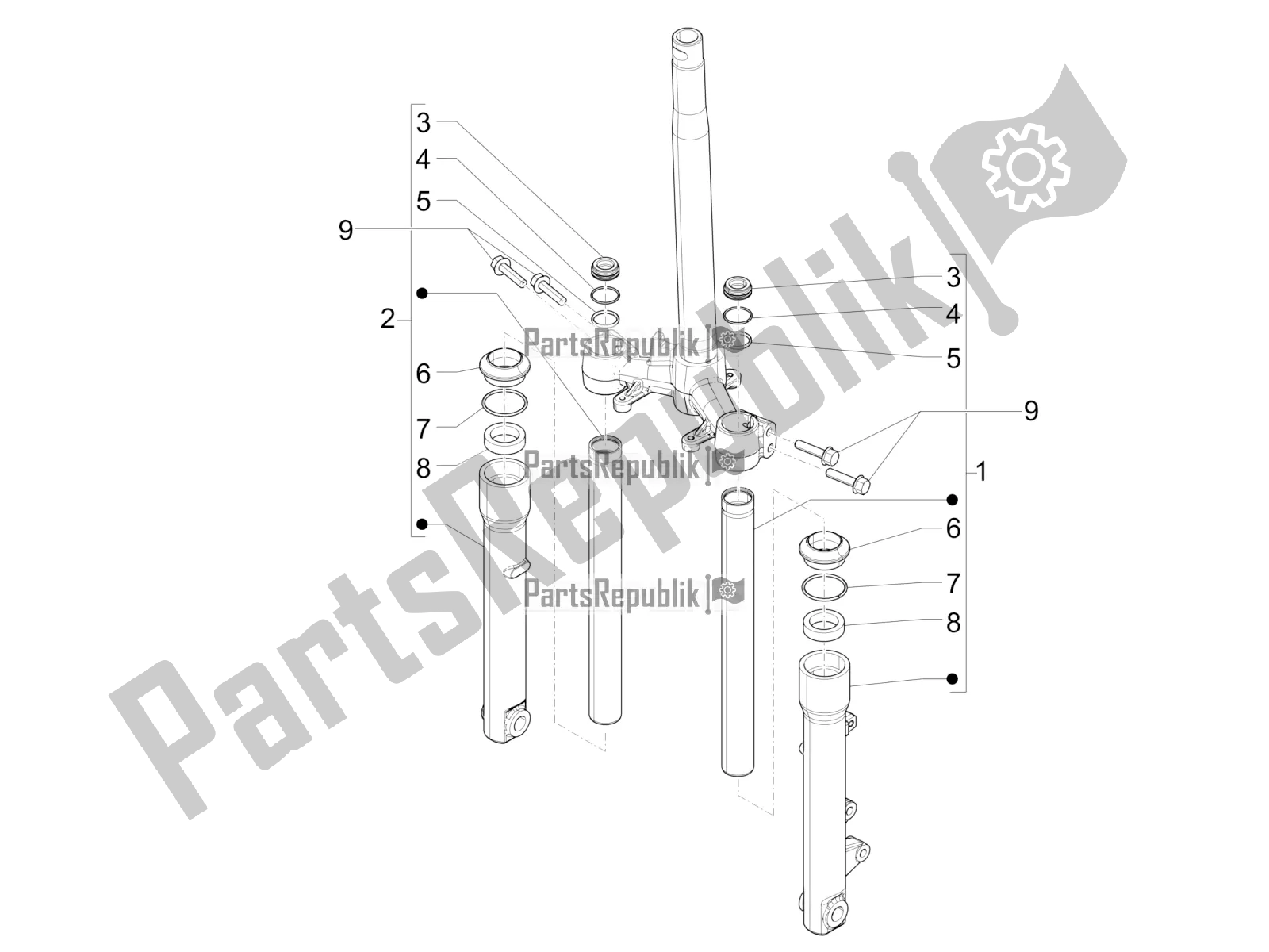 All parts for the Fork's Components (wuxi Top) of the Piaggio Liberty 50 Iget 4T 2021