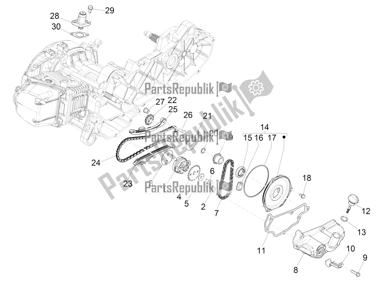 All parts for the Oil Pump of the Piaggio Liberty 50 Iget 4T 2021