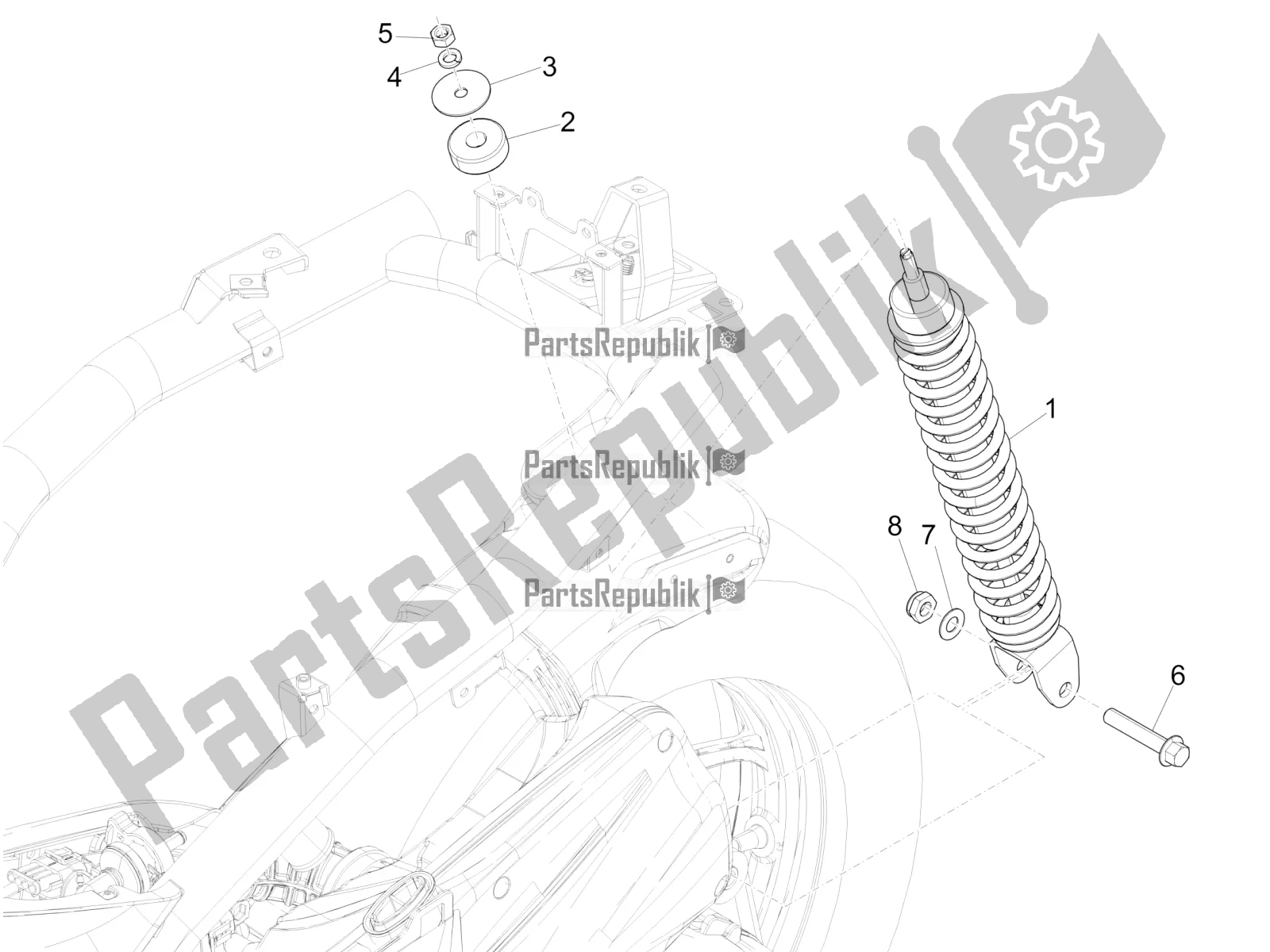 Toutes les pièces pour le Suspension Arrière - Amortisseur / S du Piaggio Liberty 50 Iget 4T 2021