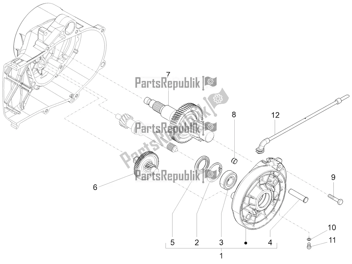 All parts for the Reduction Unit of the Piaggio Liberty 50 Iget 4T 2021