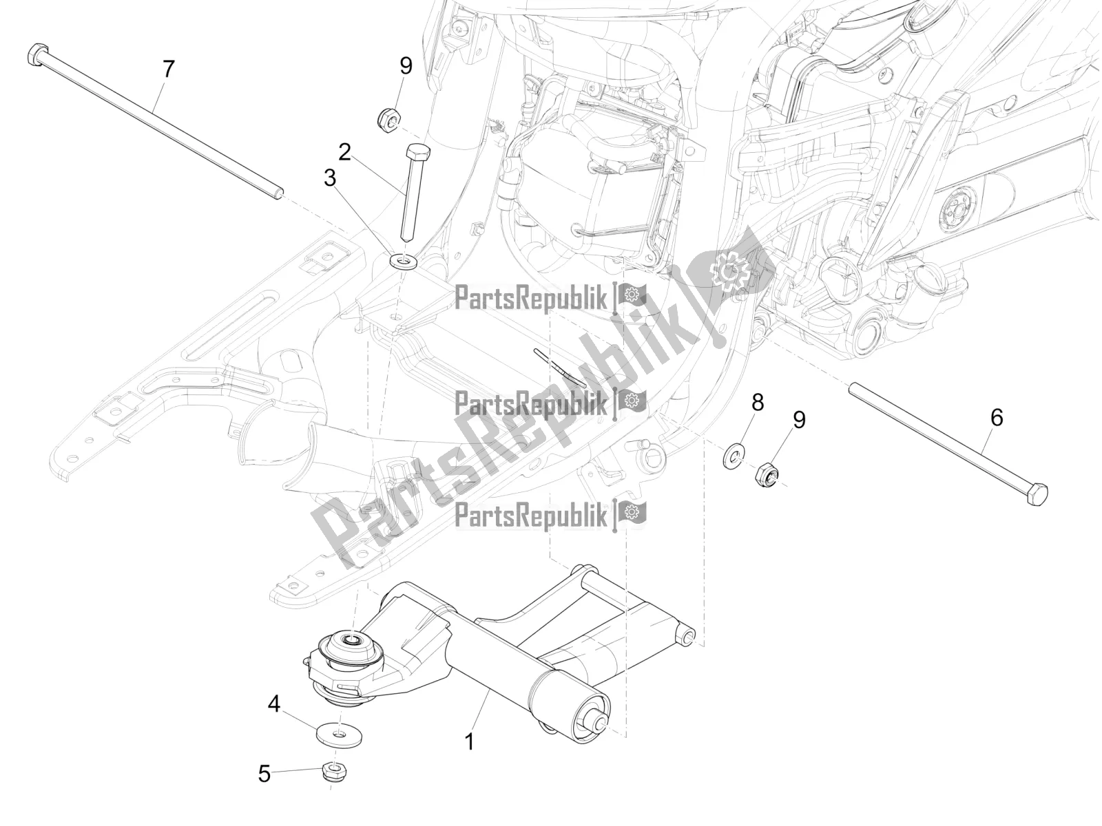 Toutes les pièces pour le Bras Oscillant du Piaggio Liberty 50 Iget 4T 2021